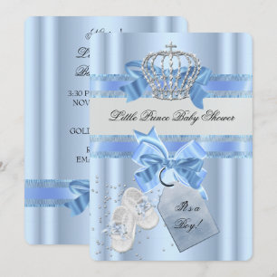 Baby Shower Junge Blau Kleiner Prinz Krone 3a Einladung