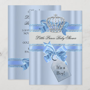 Baby Shower Junge Blau Kleiner Prinz Krone 5 x 7 Einladung