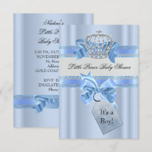 Baby Shower Junge Blau Kleiner Prinz Krone SML Einladung