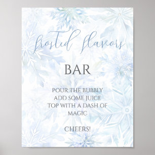 Baby Shower Junge Blau Schneeblatt Mom-osa Bar Poster