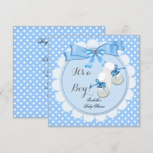 Baby Shower Junge Blau Süße blaue Stiefelchen Schu Einladung