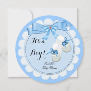 Baby Shower Junge Blau Süße blaue Stiefelchen Schu Einladung