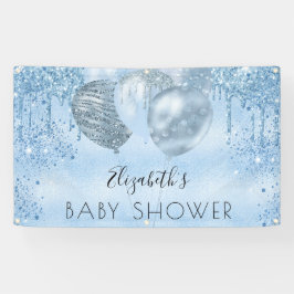 Baby Shower Junge Blue Silber Glitzer Ballons Banner