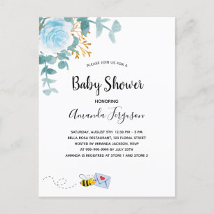 Baby Shower Junge blühende Blumengrün Mutter zu se Postkarte