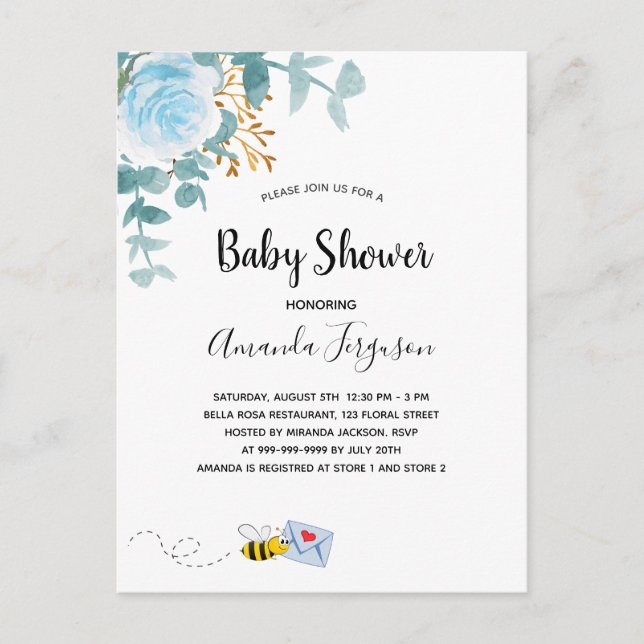 Baby Shower Junge blühende Blumengrün Mutter zu se Postkarte (Vorderseite)