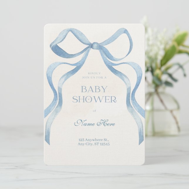 Baby Shower Junge  Einladung (Stehend Vorderseite)