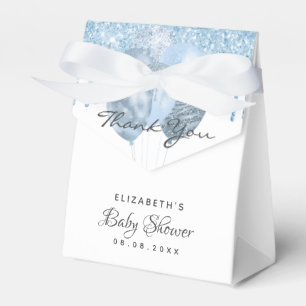 Baby Shower Junge hellblaue weiße Ballons Geschenkschachtel