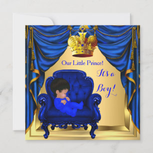Baby Shower Junge Kleiner Prinz Königlich Blau Gol Einladung