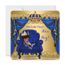 Baby Shower Junge Kleiner Prinz Königlich Blau Gol