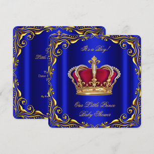Baby Shower Junge Kleiner Prinz Königlich Blau Rot Einladung