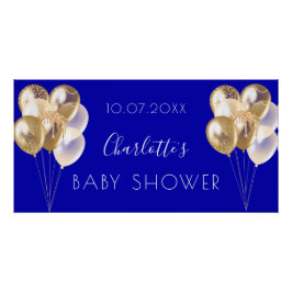 Baby Shower Junge königsblaue Goldballons Poster