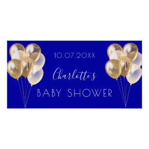 Baby Shower Junge königsblaue Goldballons Poster