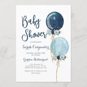 Baby Shower Junge Marine blauen Ballons Einladung