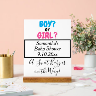 Baby Shower Junge oder Mädchen werdende Mutter NAM Acrylschild