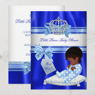 Baby Shower Junge Royal Blau Kleiner Prinz Ethnisc Einladung