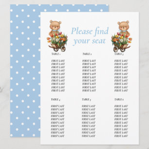 Baby Shower Junge Teddy Floral Rustic Tischkarte Einladung