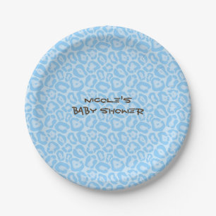 Baby Shower Jungen Blaue Gepard Leopard Safari-Par Pappteller