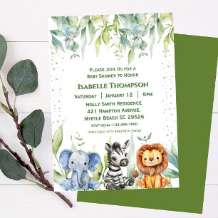 Baby Shower Jungle Animals Safari Geschlecht neutr Einladung