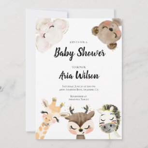 Baby Shower Jungle Safari Tiere Einladung, BA10 Ankündigung