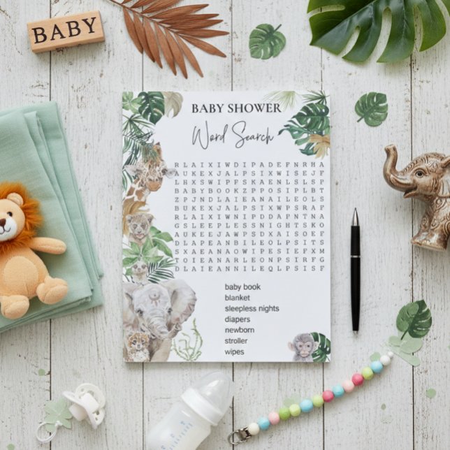 Baby Shower Jungle Safari Tiere - Suche Notizblock (Von Creator hochgeladen)