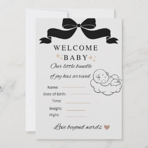 Baby Shower Karte, Willkommen Baby Junge Einladung