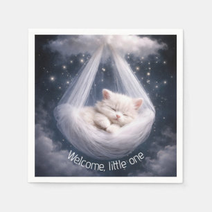 Baby-Shower-Kätzchen in einer Tüll-Hängematte Serviette