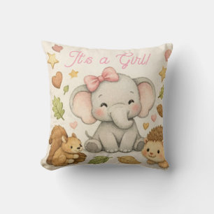 Baby Shower Kissen Mädchen Elefant   Es ist ein Mä