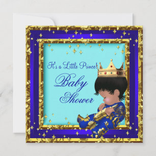 Baby Shower Königlich Blau Gold Junge Kronprinz St Einladung