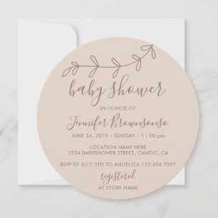 Baby Shower Kreis Blumen Minimal Braun Einladung