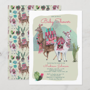 Baby Shower   Lamas & Kaktus   Einladungen
