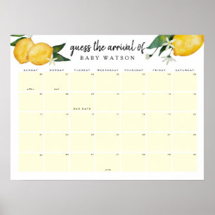 Baby Shower Lemon-Kalender zum Erraten des vorauss Poster