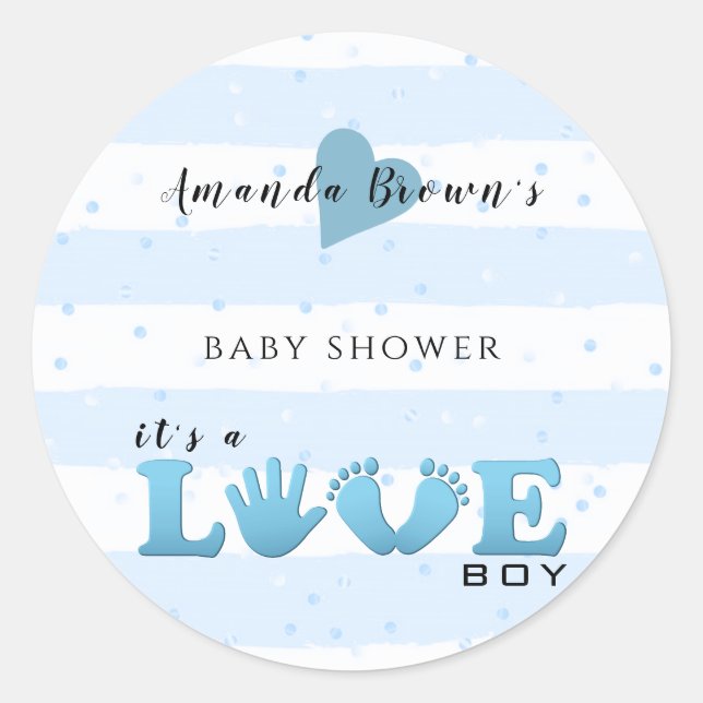 Baby Shower Liebe Baby Boy Runder Aufkleber (Vorderseite)