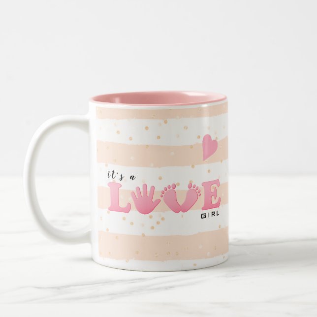 Baby Shower Liebe Baby Girl Zweifarbige Tasse (Links)