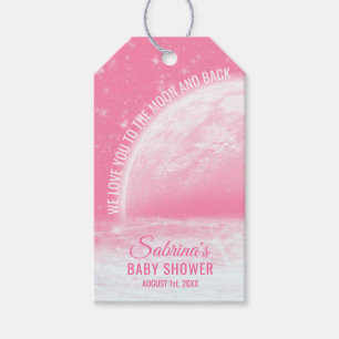BABY SHOWER Liebe Sie zum Mond & Back Pink Girl Geschenkanhänger