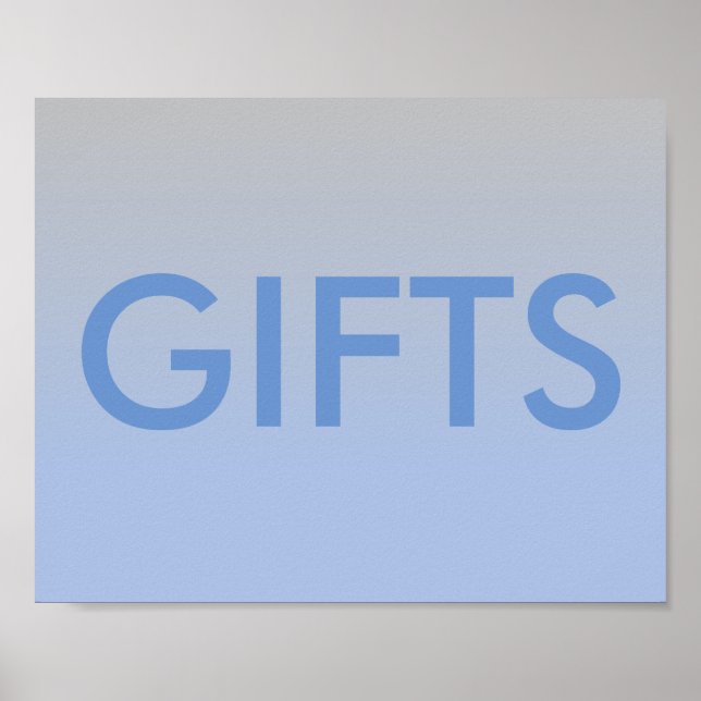 Baby Shower Lieblings Poster Ombre Blue Silver (Vorne)