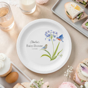Baby Shower Lily mit Blaumeise Mutter und Baby Pappteller