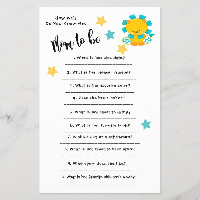 Baby Shower Lion Wie gut Sie wissen, Karte (Vorne)