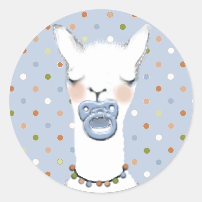 Baby Shower Llama Runder Aufkleber (Vorderseite)