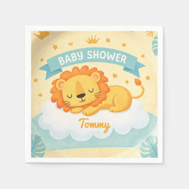 Baby Shower Löwe  individueller Name – Süße Safari Serviette