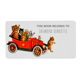 Baby-Shower lustige Cartoon-Katzen Retro-Auto Lila