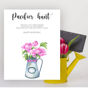 Baby-Shower-Lutscher-Suchspiel mit Blumen Poster
