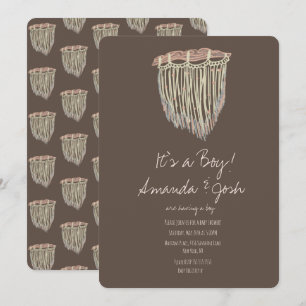 Baby Shower Macrame-Hängendeckung Rustikale Boho-A Einladung