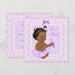 Baby Shower Mädchen Hübsche Lavendelspitze Ethnisc Einladung