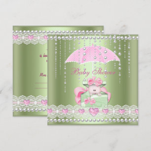 Baby Shower Mädchen Junge Baby Rosa Mint Schirm Pe Einladung