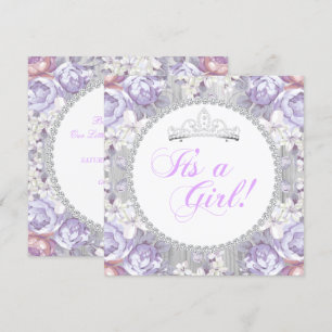 Baby Shower Mädchen Lavendel Vintage Rose Floral Einladung
