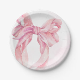 Baby Shower Mädchen mit rosa Schleife Pappteller
