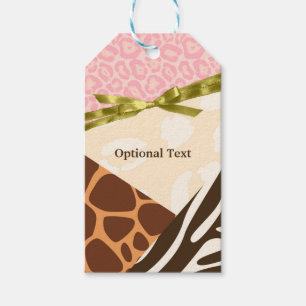 Baby Shower Mädchen Pink Safari Thema Druck Geschenkanhänger