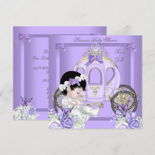 Baby Shower Mädchen Prinzessin Kutsche Lavendel Einladung