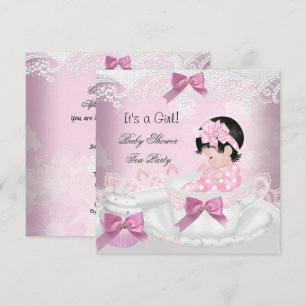Baby Shower Mädchen Rosa Baby Teetasse Cupcake Einladung