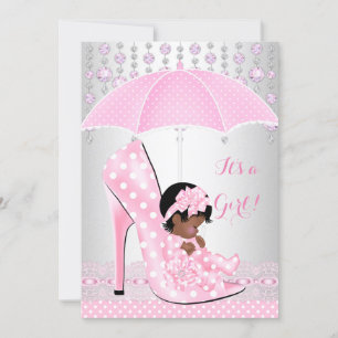 Baby Shower Mädchen Rosa Babyschuh Diamant A3 Einladung